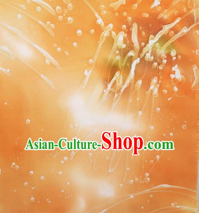 Traditional Japanese Yukata Damask Asian Japan Orange Brocade Tapestry Classical Kimono Silk Fabric Traditional Japanese Yukata Damask Asian Japan Orange Brocade Tapestry Classical Kimono Silk Fabric