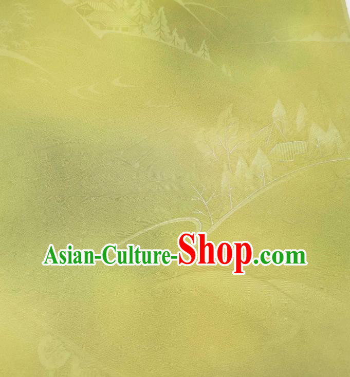 Asian Japan Light Green Brocade Japanese Classical Kimono Silk Fabric Asian Japan Light Green Brocade Japanese Classical Kimono Silk Fabric
