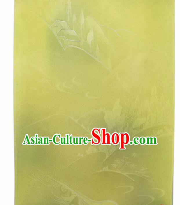 Asian Japan Light Green Brocade Japanese Classical Kimono Silk Fabric Asian Japan Light Green Brocade Japanese Classical Kimono Silk Fabric