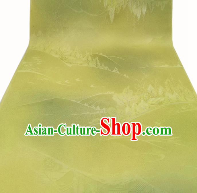 Asian Japan Light Green Brocade Japanese Classical Kimono Silk Fabric Asian Japan Light Green Brocade Japanese Classical Kimono Silk Fabric