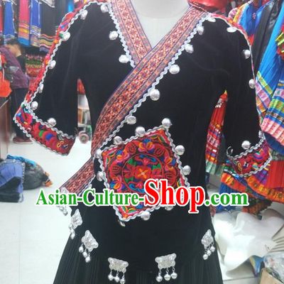 Chinese Hmong Ethnic Folk Dance Costumes Traditional Guizhou Miao National Minority Stage Show Clothing