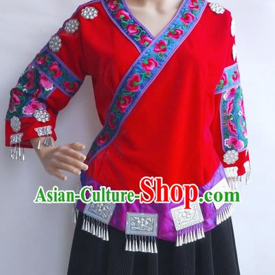 Chinese Guizhou Miao Ethnic Stage Performance Costumes Traditional Miao National Minority Woman Dance Clothing