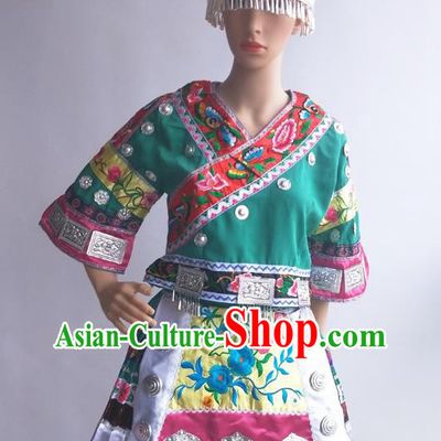 Chinese Dong Ethnic Folk Dance Costumes Traditional Miao National Minority Stage Performance Clothing