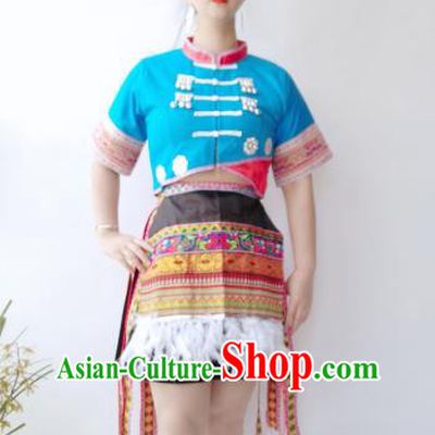 Chinese Guizhou Hmong Ethnic Stage Performance Costumes Traditional Miao National Minority Woman Pheasant Dance Clothing