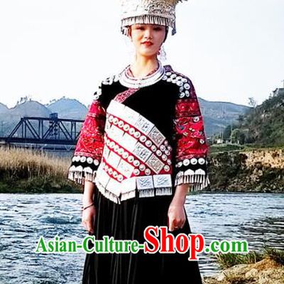 Chinese Dong Ethnic Stage Performance Costumes Traditional Miao National Minority Folk Dance Clothing