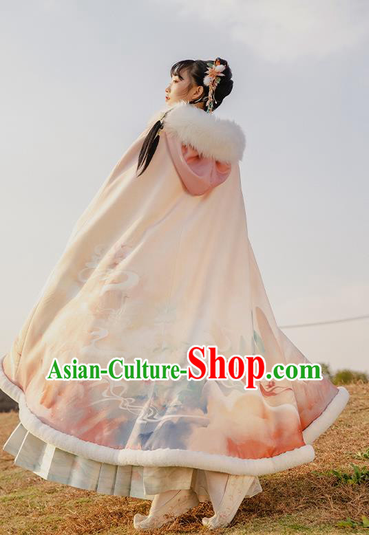 China Traditional Ming Dynasty Court Beauty Hanfu Clothing Ancient Royal Princess Embroidered Cape China Traditional Ming Dynasty Court Beauty Hanfu Clothing Ancient Royal Princess Embroidered Cape