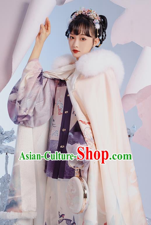 China Traditional Ming Dynasty Court Beauty Hanfu Clothing Ancient Royal Princess Embroidered Cape China Traditional Ming Dynasty Court Beauty Hanfu Clothing Ancient Royal Princess Embroidered Cape