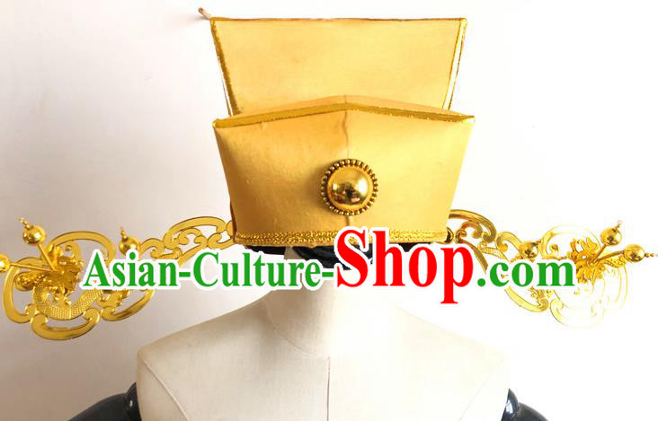 China Traditional Peking Opera God of Wealth Hat Ancient Official Headwear China Traditional Peking Opera God of Wealth Hat Ancient Official Headwear
