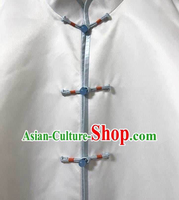 China Woman Upper Outer Garment Tang Suit White Silk Blouse Traditional Embroidered Shirt China Woman Upper Outer Garment Tang Suit White Silk Blouse Traditional Embroidered Shirt
