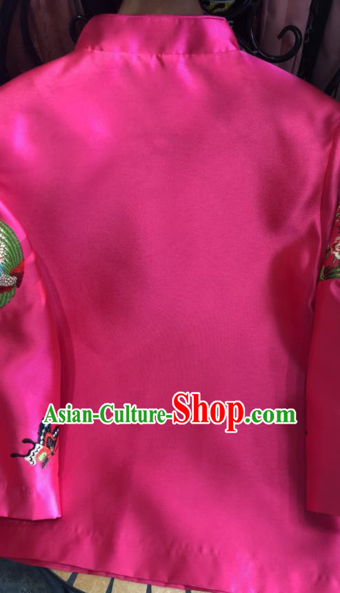 China Woman Outer Garment Tang Suit Rosy Silk Coat Traditional Embroidered Phoenix Jacket China Woman Outer Garment Tang Suit Rosy Silk Coat Traditional Embroidered Phoenix Jacket