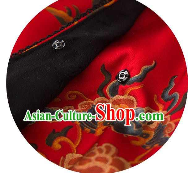 China Traditional Women Upper Outer Garment Printing Peony Red Silk Blouse Tang Suit Shirt China Traditional Women Upper Outer Garment Printing Peony Red Silk Blouse Tang Suit Shirt