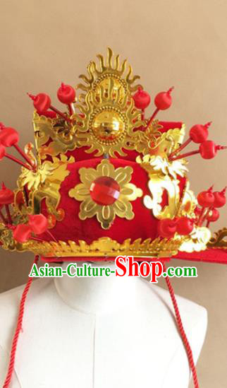 Chinese Beijing Opera Headwear Peking Opera God of Wealth Hat Chinese Beijing Opera Headwear Peking Opera God of Wealth Hat