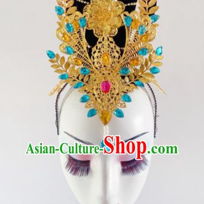 China Handmade Wig Chignon Classical Dance Headwear Traditional Dunhuang Flying Apsaras Dance Hair Accessories