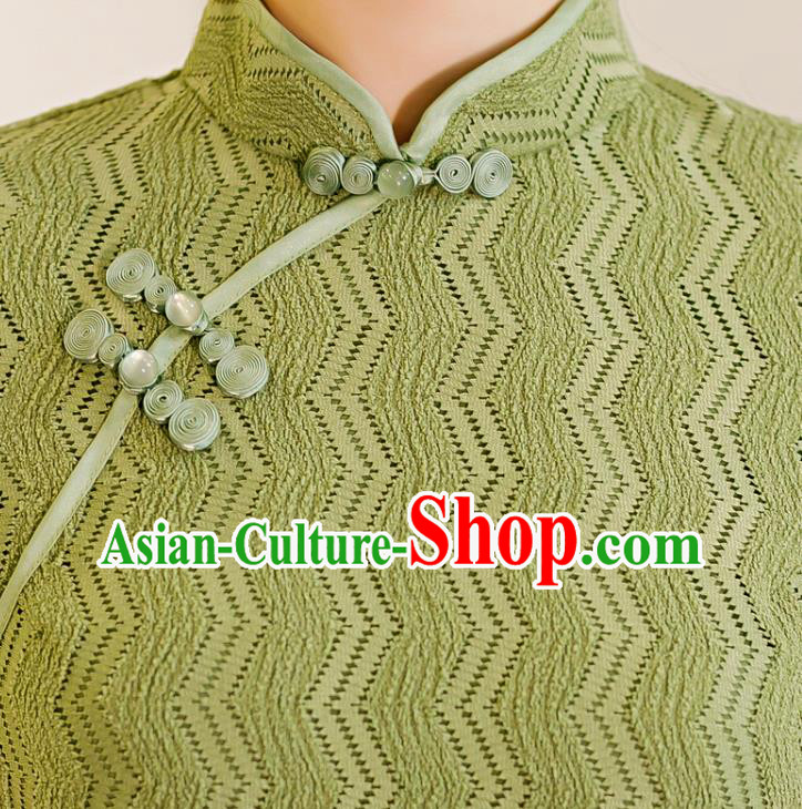 Chinese Traditional Elegant Cheongsam Classical Green Lace Qipao Dress Chinese Traditional Elegant Cheongsam Classical Green Lace Qipao Dress