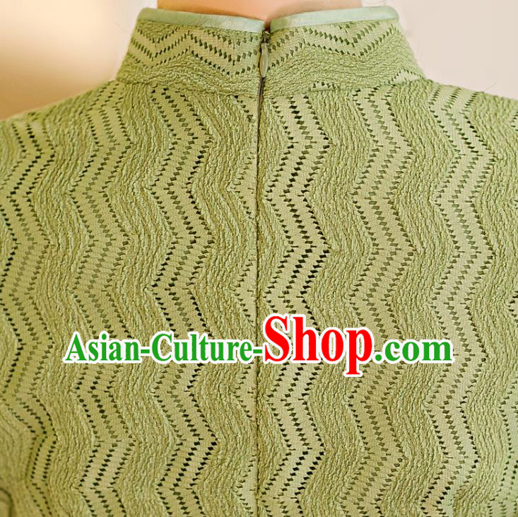 Chinese Traditional Elegant Cheongsam Classical Green Lace Qipao Dress Chinese Traditional Elegant Cheongsam Classical Green Lace Qipao Dress
