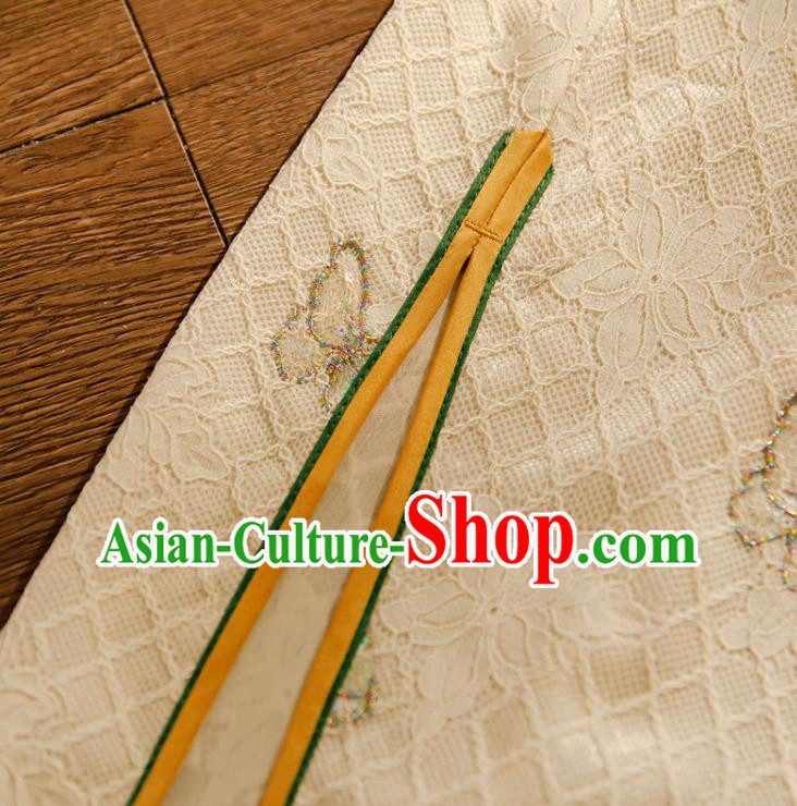Chinese Classical Beige Lace Qipao Dress Traditional Young Lady Cheongsam Chinese Classical Beige Lace Qipao Dress Traditional Young Lady Cheongsam