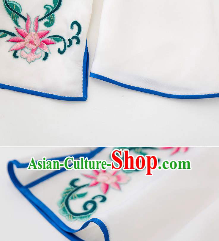 China Traditional Embroidered Flowers White Flax Shirt Tang Suit Upper Outer Garment Women Blouse China Traditional Embroidered Flowers White Flax Shirt Tang Suit Upper Outer Garment Women Blouse