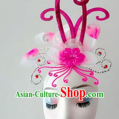 China Folk Dance Rosy Hair Clasp Handmade Stage Performance Headwear Traditional Yangko Dance Hair Accessories