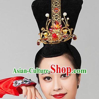 China Handmade Classical Dance Hair Accessories Traditional Tang Dynasty Court Dance Wigs Chignon