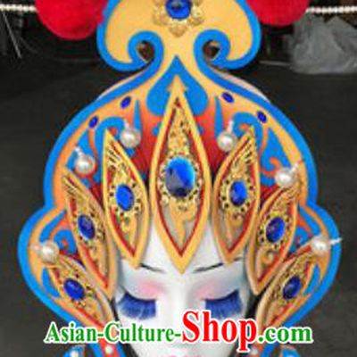 China Traditional Beijing Opera Actress Headwear Handmade Classical Dance Swordswoman Helmet