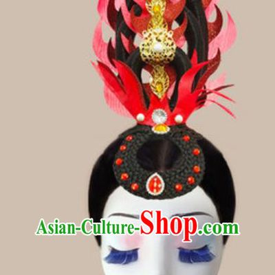 China Traditional Classical Dance Headwear Handmade Goddess Dance Wigs Chignon