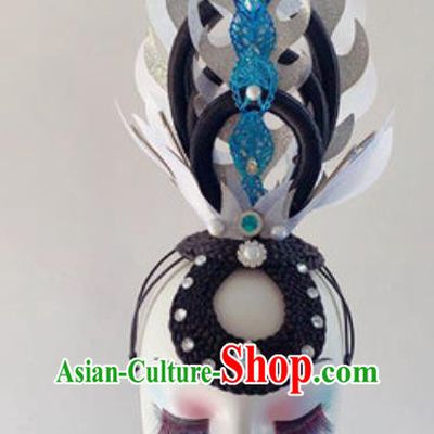 China Handmade Goddess Dance Wigs Chignon Traditional Classical Dance Headwear