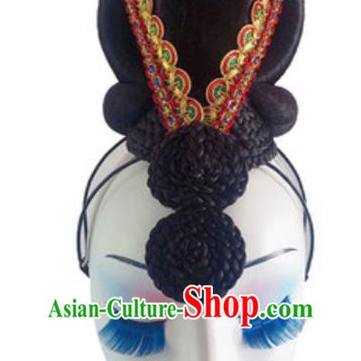 China Traditional Court Dance Hair Clasp Handmade Fairy Dance Classical Dance Wigs Chignon