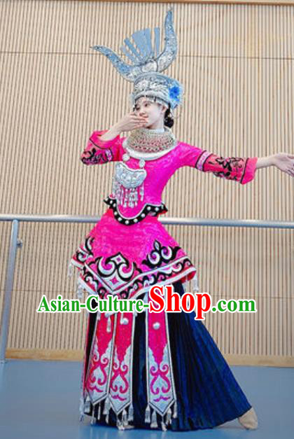 Chinese Miao Nationality Minority Wedding Bride Costumes Ethnic Folk Dance Rosy Dress Outfits Chinese Miao Nationality Minority Wedding Bride Costumes Ethnic Folk Dance Rosy Dress Outfits