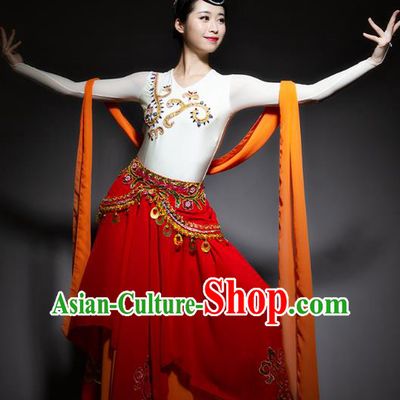 China Classical Dance Costume Flying Apsaras Dance Stage Performance Red Dress