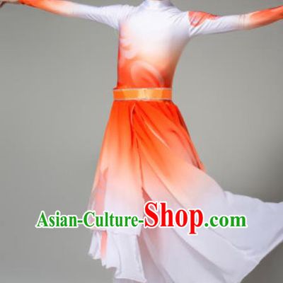 Chinese Classical Dance Costumes Stage Performance Clothing Opening Dance Orange Outfits for Men