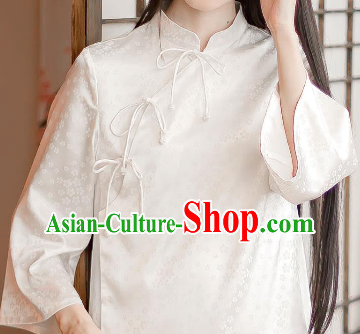 Chinese Traditional Slant Opening Cheongsam Clothing National White Silk Qipao Dress Chinese Traditional Slant Opening Cheongsam Clothing National White Silk Qipao Dress
