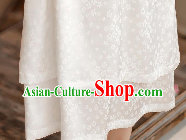 Chinese Traditional Slant Opening Cheongsam Clothing National White Silk Qipao Dress Chinese Traditional Slant Opening Cheongsam Clothing National White Silk Qipao Dress