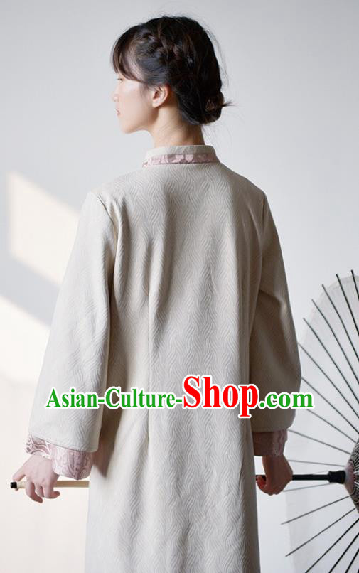 Chinese Traditional Tang Suit Cheongsam Clothing National Beige Suede Qipao Dress Chinese Traditional Tang Suit Cheongsam Clothing National Beige Suede Qipao Dress