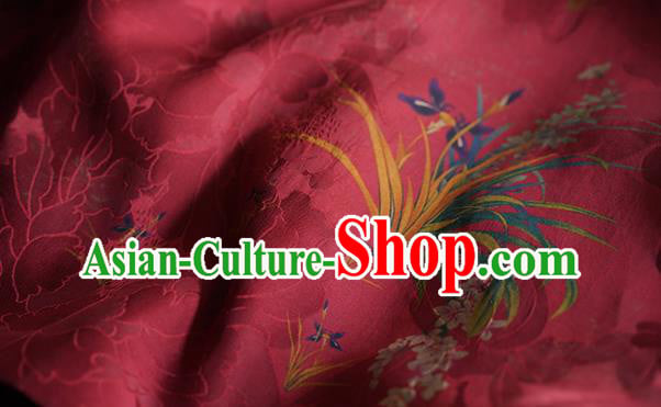 China Tang Suit Overcoat National Women Clothing Classical Orchids Pattern Red Silk Jacket China Tang Suit Overcoat National Women Clothing Classical Orchids Pattern Red Silk Jacket