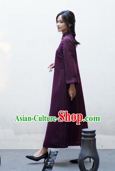 Republic of China Classical Embroidered Qipao Dress National Female Wine Red Silk Cheongsam Republic of China Classical Embroidered Qipao Dress National Female Wine Red Silk Cheongsam