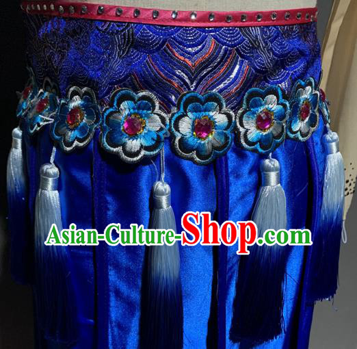 China Traditional Peking Opera Hua Tan Costumes Classical Dance Blue Outfits and Headwear China Traditional Peking Opera Hua Tan Costumes Classical Dance Blue Outfits and Headwear