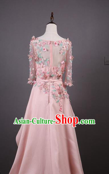 Top Grade Embroidered Pink Full Dress Annual Meeting Catwalks Compere Costume Top Grade Embroidered Pink Full Dress Annual Meeting Catwalks Compere Costume