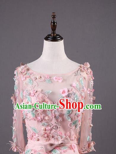 Top Grade Embroidered Pink Full Dress Annual Meeting Catwalks Compere Costume Top Grade Embroidered Pink Full Dress Annual Meeting Catwalks Compere Costume