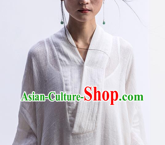 Chinese Traditional Martial Arts Clothing Classical Dance Costume National White Flax Dress Chinese Traditional Martial Arts Clothing Classical Dance Costume National White Flax Dress