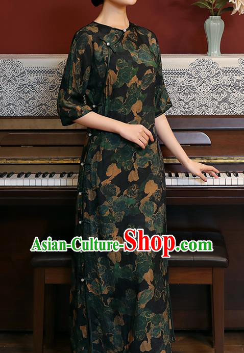 Chinese National Woman Costume Traditional Printing Clouds Cheongsam Classical Qipao Dress Chinese National Woman Costume Traditional Printing Clouds Cheongsam Classical Qipao Dress