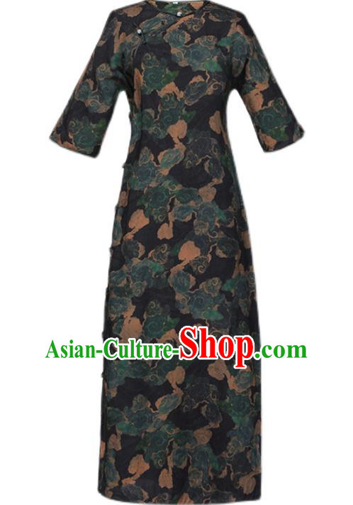 Chinese National Woman Costume Traditional Printing Clouds Cheongsam Classical Qipao Dress Chinese National Woman Costume Traditional Printing Clouds Cheongsam Classical Qipao Dress