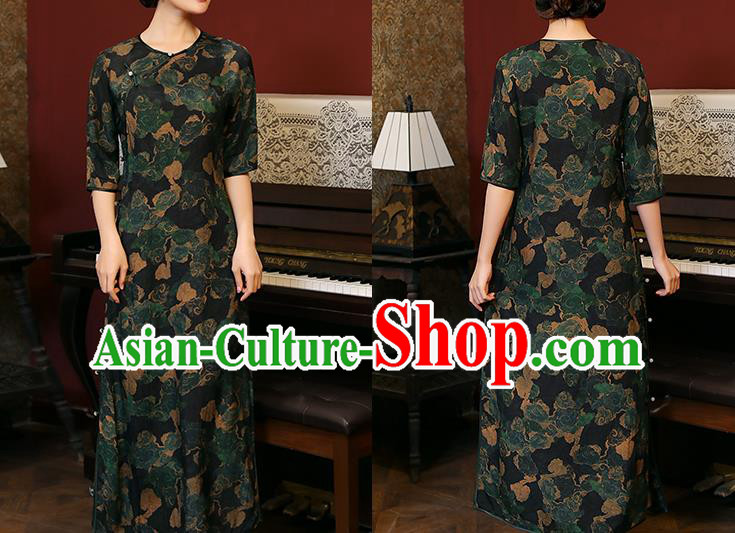 Chinese National Woman Costume Traditional Printing Clouds Cheongsam Classical Qipao Dress Chinese National Woman Costume Traditional Printing Clouds Cheongsam Classical Qipao Dress