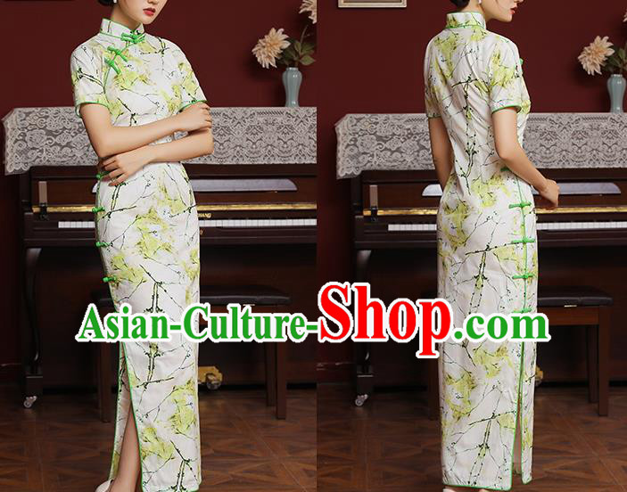 Chinese National Tang Suit Costume Traditional Printing Cheongsam Classical Young Lady Qipao Dress Chinese National Tang Suit Costume Traditional Printing Cheongsam Classical Young Lady Qipao Dress
