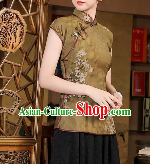 China Traditional Tang Suit Ginger Tencel Shirt Classical Cheongsam Upper Outer Garment China Traditional Tang Suit Ginger Tencel Shirt Classical Cheongsam Upper Outer Garment
