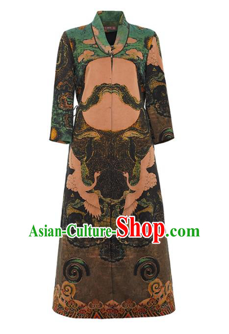China National Gambiered Guangdong Gauze Outer Garment Traditional Tang Suit Printing Dust Coat China National Gambiered Guangdong Gauze Outer Garment Traditional Tang Suit Printing Dust Coat