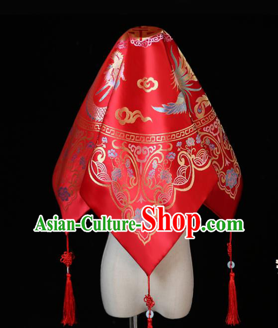 China Traditional Wedding Headwear Bride Red Veil Xiuhe Suit Headdress China Traditional Wedding Headwear Bride Red Veil Xiuhe Suit Headdress