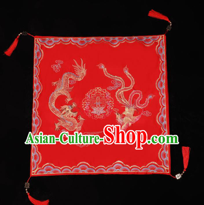 China Traditional Wedding Headwear Xiuhe Suit Headdress Embroidered Dragon Phoenix Bride Red Veil China Traditional Wedding Headwear Xiuhe Suit Headdress Embroidered Dragon Phoenix Bride Red Veil
