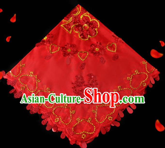 China Red Bridal Veil Kerchief Traditional Wedding Xiuhe Suit Embroidered Headdress China Red Bridal Veil Kerchief Traditional Wedding Xiuhe Suit Embroidered Headdress