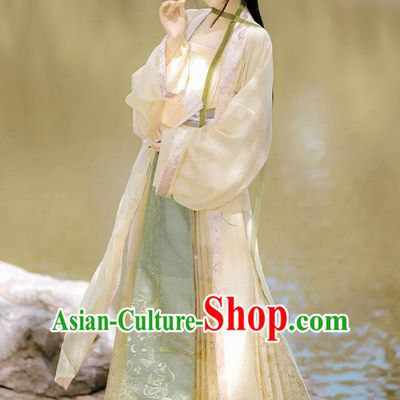 China Traditional Song Dynasty Village Girl Costumes Ancient Country Young Lady Hanfu Clothing Full Set