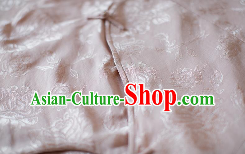 Republic of China Slant Opening Cheongsam Costume Traditional Minguo Pink Brocade Qipao Dress Republic of China Slant Opening Cheongsam Costume Traditional Minguo Pink Brocade Qipao Dress